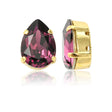 Dråbeformet Preciosa Krystal Mellemled – Ametyst, 18K Forgyldt Messing (14x10mm) - Uniq Perler - 123206