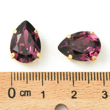 Dråbeformet Preciosa Krystal Mellemled – Ametyst, 18K Forgyldt Messing (14x10mm) - Uniq Perler - 123206