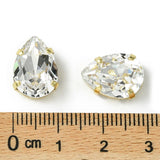 Dråbeformet Preciosa Krystal Mellemled – Klar, 18K Forgyldt Messing (14x10mm) - Uniq Perler - 123176