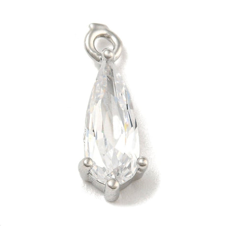 Droppformad Hänge – Långvarig platinerad mässing med kubiska Zirkonia (14x5.5x3mm)