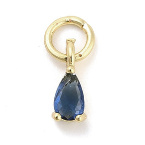 Drop with Zirconia setting, Durable 18K gold plating (8.5x3.5x3mm) - Uniq Perler - 