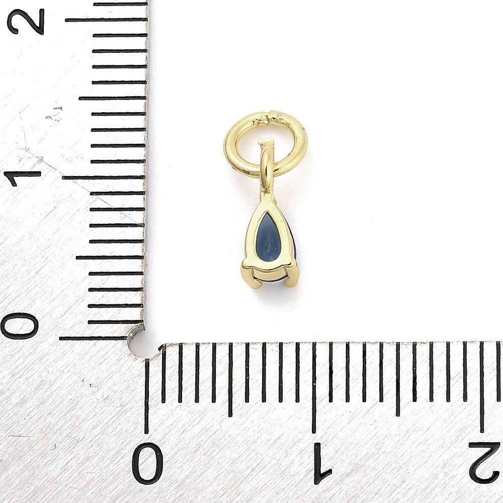 Dråbe med Zirkonia indfatning, Langtidsholdbar 18K forgyldning (8.5x3.5x3mm) - Uniq Perler - 