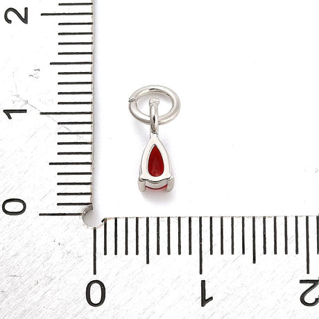 Dråbe med Zirkonia indfatning, Platinfarve (8.5x3.5x3mm) - Uniq Perler - 