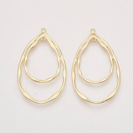 Dråbe Mellemled, Organisk look– Lys Forgyldt (47.5mm, 4 stk) - Uniq Perler - 117760