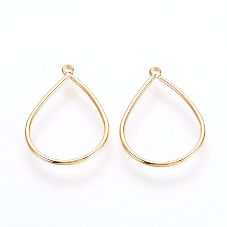 Dråbe Mellemled/Vedhæng, 18K Forgyldt, 18x13mm, (8 stk.) - Uniq Perler - 111752