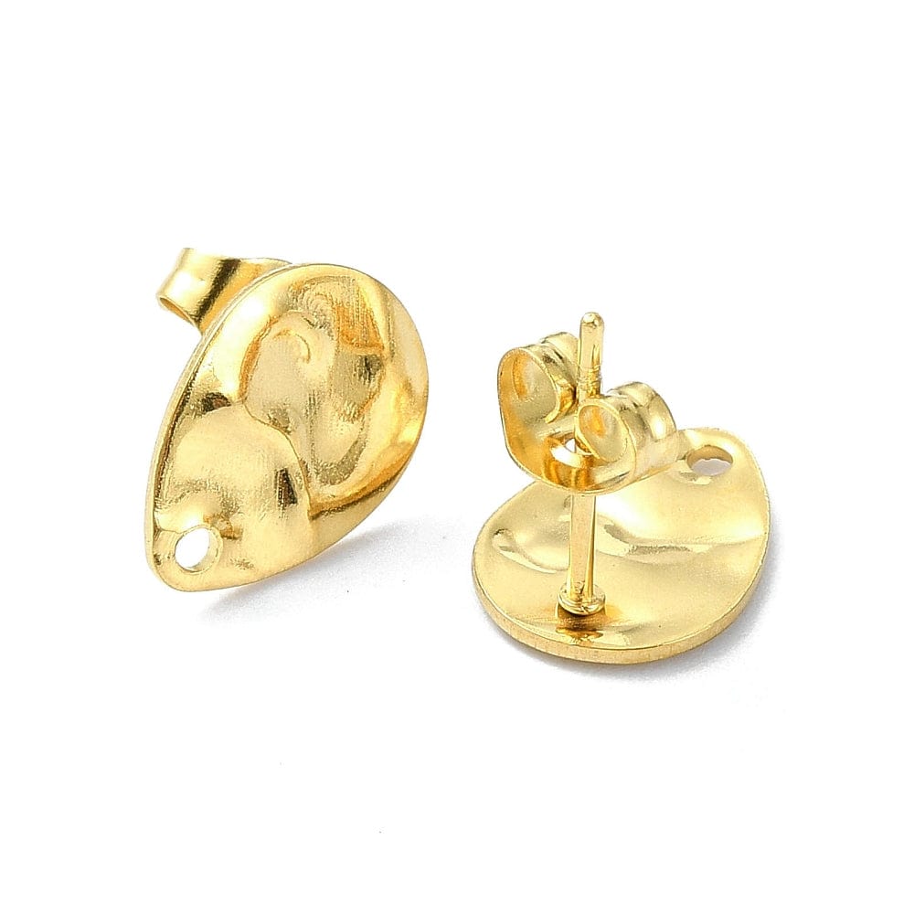 Dråbe Ørestikkere, Forgyldt Stål, 12x9 mm - Uniq Perler - 112937