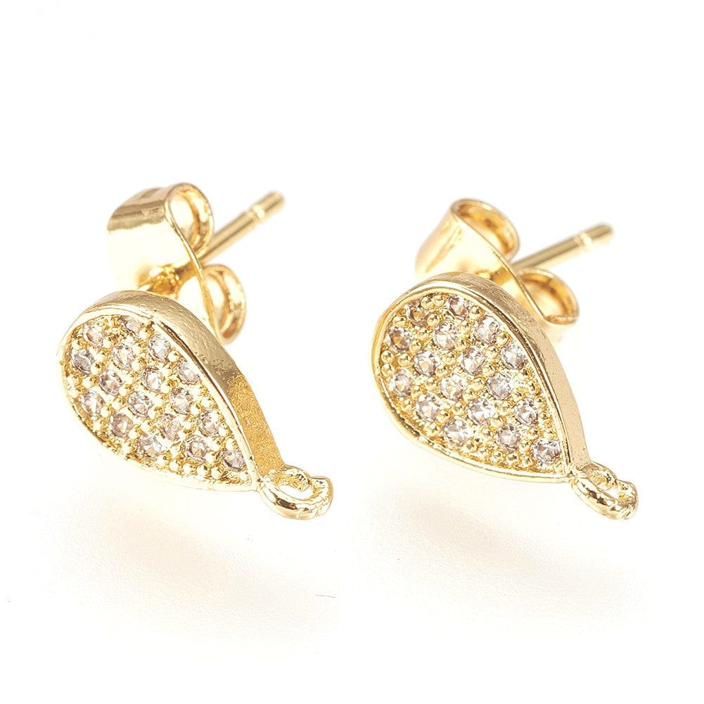 Dråbe Ørestikkere Med Zirkonia Sten, Forgyldt, 12x7,5mm - Uniq Perler - 112989