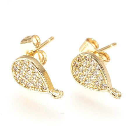 Dråbe Ørestikkere Med Zirkonia Sten, Forgyldt, 12x7,5mm - Uniq Perler - 112989