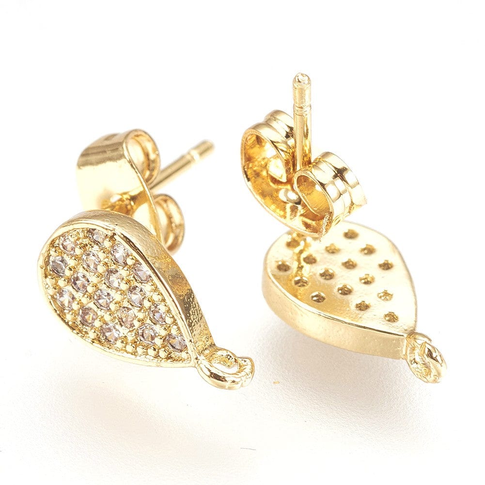 Dråbe Ørestikkere Med Zirkonia Sten, Forgyldt, 12x7,5mm - Uniq Perler - 112989