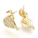 Dråbe Ørestikkere Med Zirkonia Sten, Forgyldt, 12x7,5mm - Uniq Perler - 112989