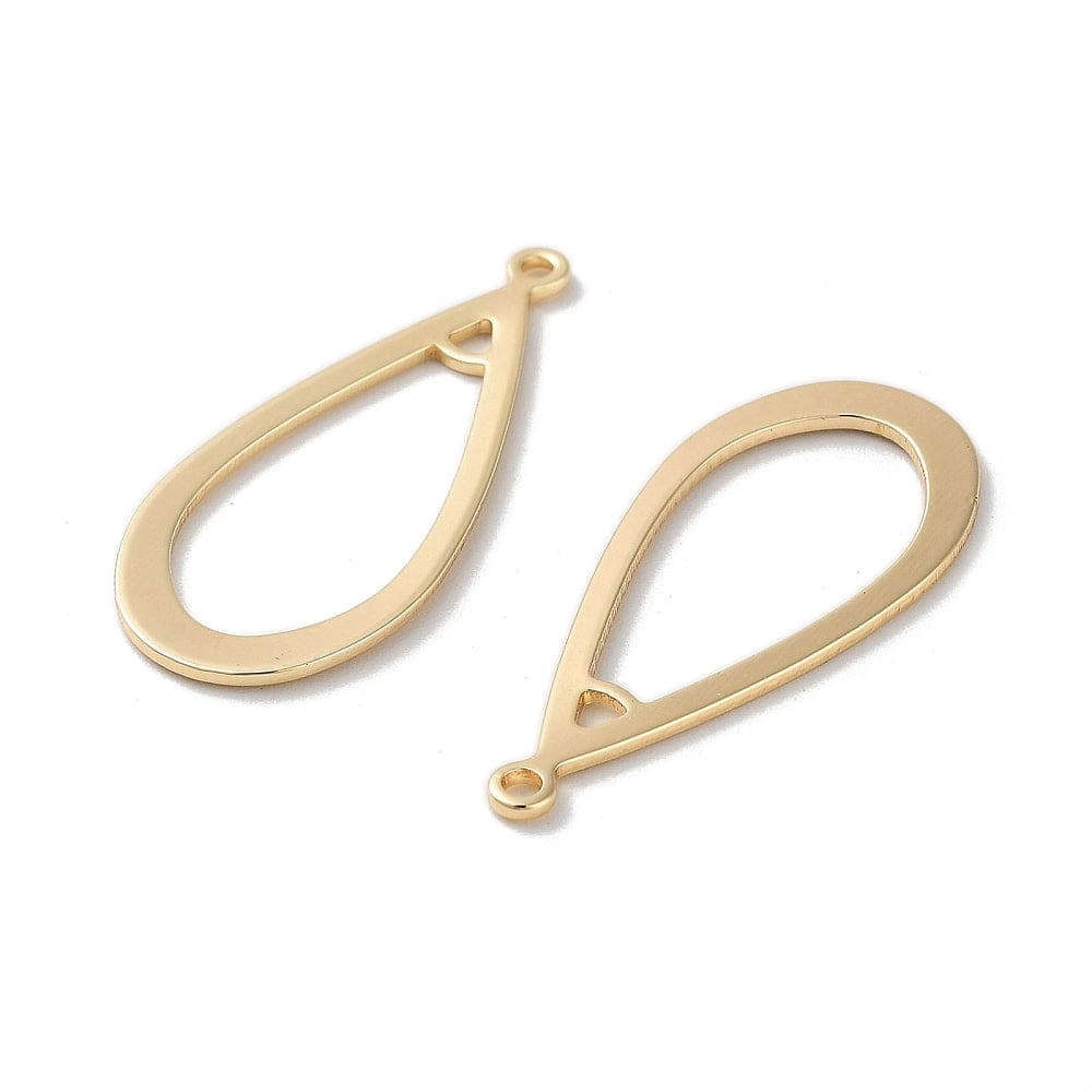 Dråbe Vedhæng, 18K Forgyldt Messing, 30x13mm, 2 stk. - Uniq Perler - 112723