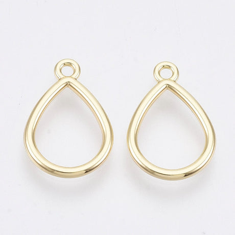 Dråbe Vedhæng, Forgyldt, 17x12mm, (6 stk.) - Uniq Perler - 112847