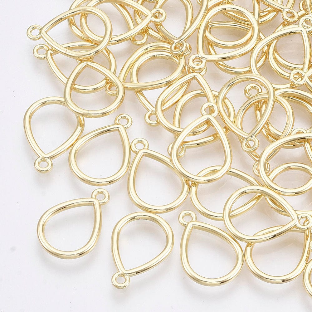 Dråbe Vedhæng, Forgyldt, 17x12mm, (6 stk.) - Uniq Perler - 112847