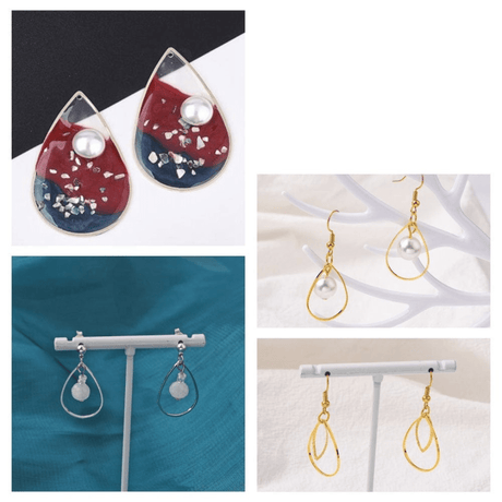 Dråbe Vedhæng, Forgyldt Stål, (17x25mm, 6 stk) - Uniq Perler - 111786