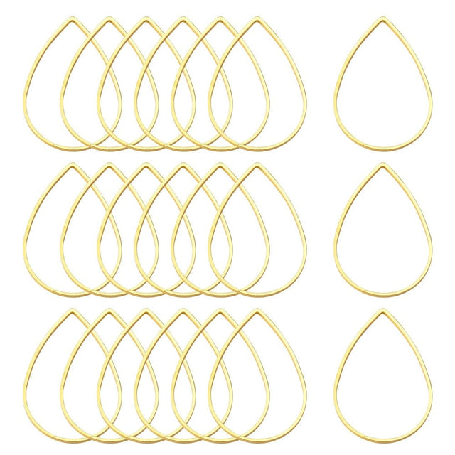 Dråbe Vedhæng, Forgyldt Stål, (17x25mm, 6 stk) - Uniq Perler - 111786