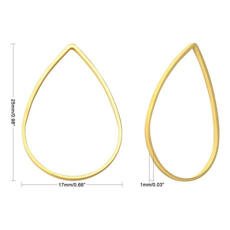 Dråbe Vedhæng, Forgyldt Stål, (17x25mm, 6 stk) - Uniq Perler - 111786