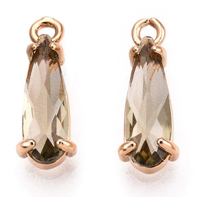Drop Pendant With Faceted Glass, Gold-plated, 14.5x4.5x4mm - Uniq Perler - 113158