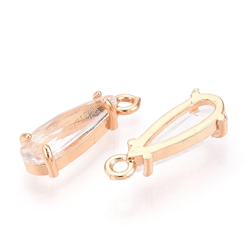 Dråbe Vedhæng Med Facetteret Glas, str. 14,5x4,5x4 mm - Uniq Perler - 113884