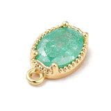 Dråbe Vedhæng Med Grønt Glas, 18K Forgyldt, 10x6x3mm - Uniq Perler - 112721