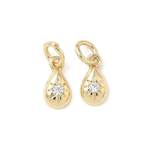Drop Pendant With Clear Zirconia - Long-Lasting Gold Plated (9.5x5x2mm) - Uniq Perler - 115471