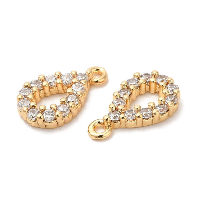 Dråbe Vedhæng Med Klare Zirkonia Sten, 18K Forgyldt, 11x6x2mm - Uniq Perler - 1111489979