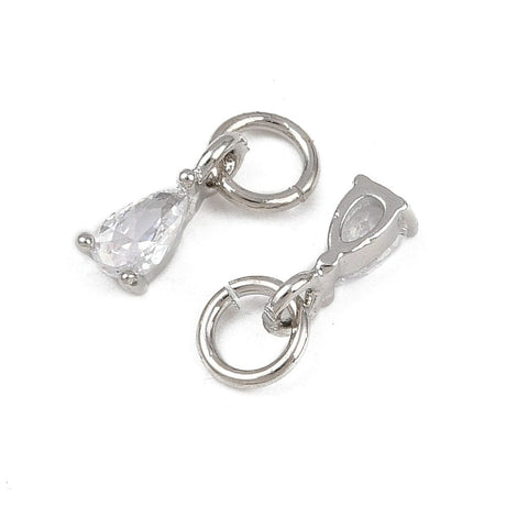 Dråbe Vedhæng Med Zirkonia – Langtidsholdbar Platin (8,5x3x3,5mm) 2 stk. - Uniq Perler - 115705