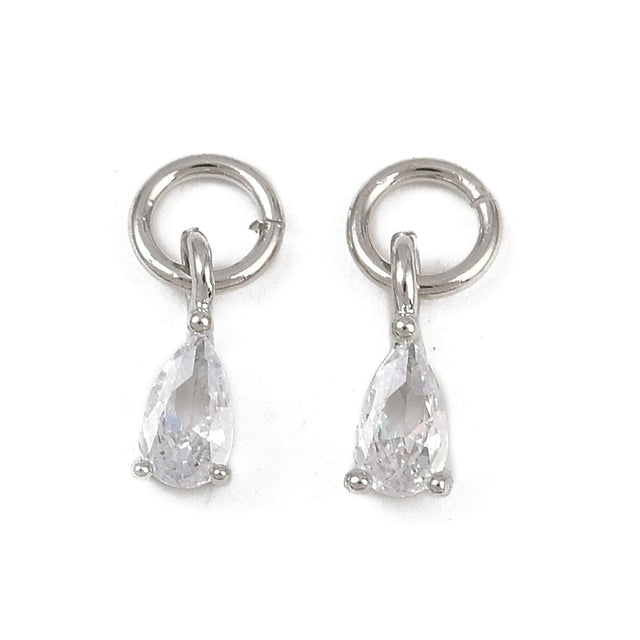 Dråbe Vedhæng Med Zirkonia – Langtidsholdbar Platin (8,5x3x3,5mm) 2 stk. - Uniq Perler - 115705