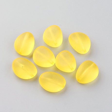 Dråbeformede Akryl Perler - Mix Farver, Frostet (18x13,5mm) 100g - Uniq Perler - 115752