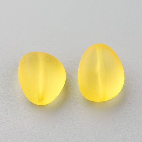 Dråbeformede Akryl Perler - Mix Farver, Frostet (18x13,5mm) 100g - Uniq Perler - 115752