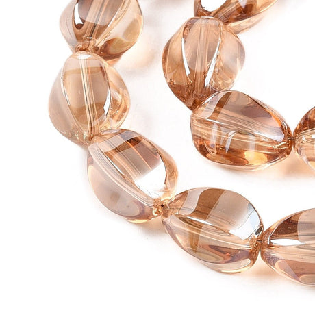 Dråbeformede Glasperler – Gylden (15x11,5mm), 60 cm - Uniq Perler - 117480