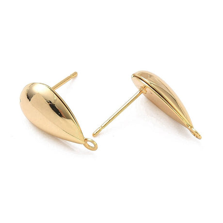 Teardrop-shaped Ear stud With Eye – 18K Long-Lasting Gold Plated (16.5x8.5mm) - Uniq Perler - 117438