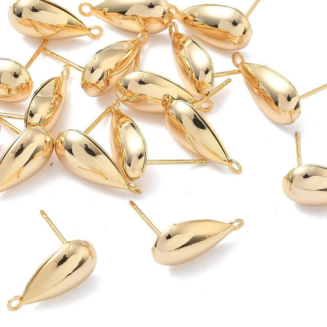 Tropfenförmige Ohrstecker mit Auge – 18K langlebig Vergoldet (16,5x8,5mm) - Uniq Perler - 117438