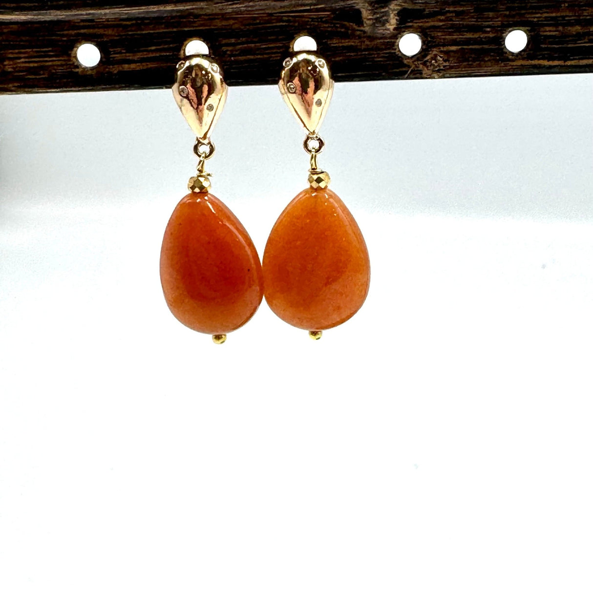 Dråbeformet Ørestikkere Med Klare Zirkonia Sten, Forgyldt, (12,5x6,5mm) - Uniq Perler - 113097