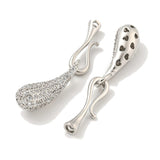 Dråbeformet S - Lås Med Zirkonia Sten, Platin Belagt, 18,5x6mm - Uniq Perler - 113642