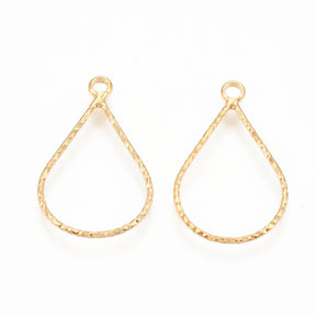 Dråbeformet Vedhæng - 18K Forgyldt Messing (21mm) 6 stk - Uniq Perler - 115680