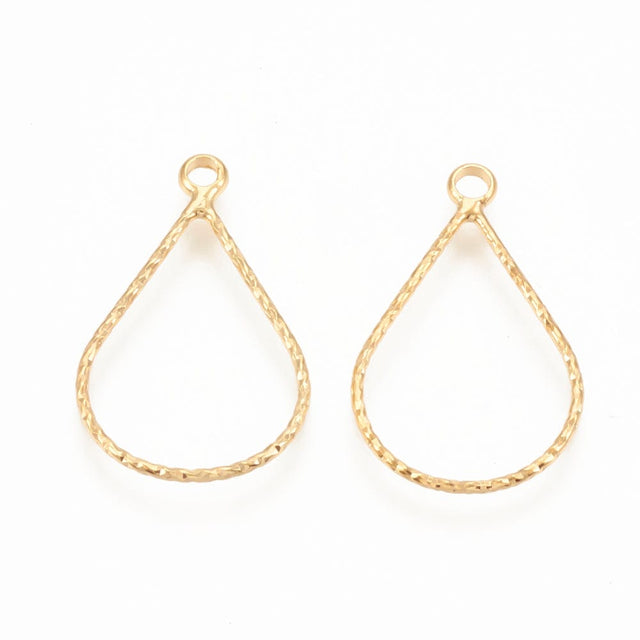 Dråbeformet Vedhæng - 18K Forgyldt Messing (21mm) 6 stk - Uniq Perler - 115680