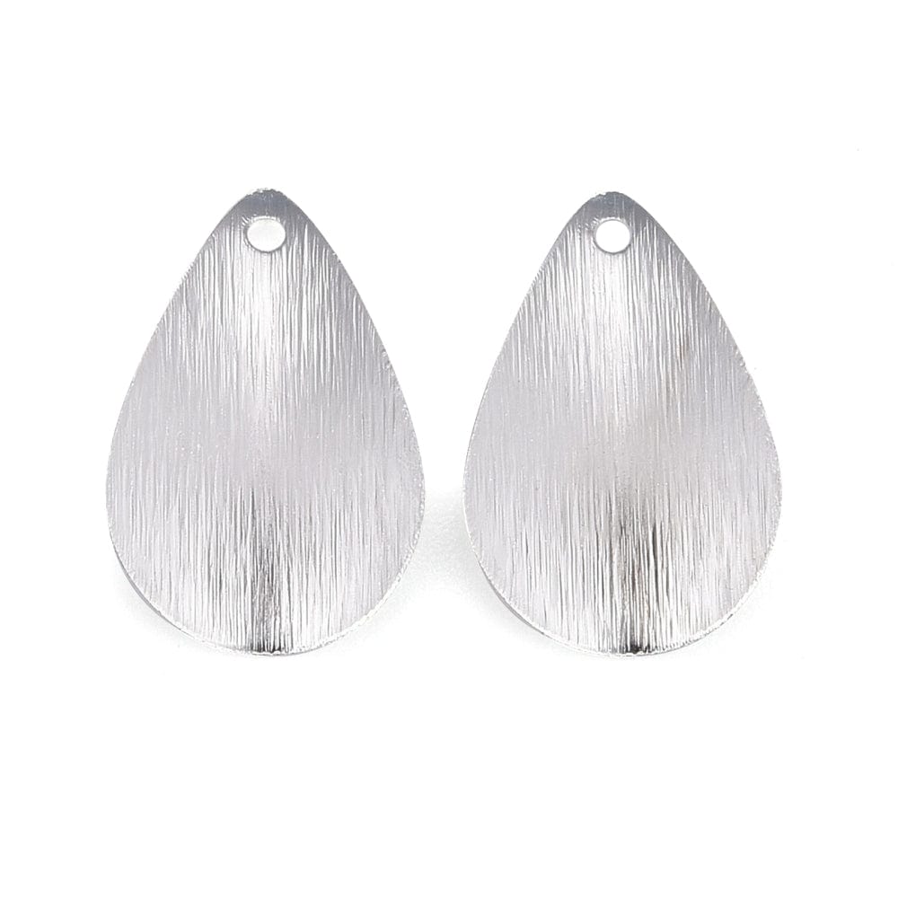 Dråbeformet Vedhæng - 925 Sterling Sølvbelagt Messing (20mm, 6 stk.) - Uniq Perler - 115681