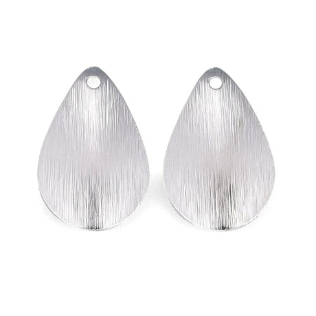 Dråbeformet Vedhæng - 925 Sterling Sølvbelagt Messing (20mm, 6 stk.) - Uniq Perler - 115681