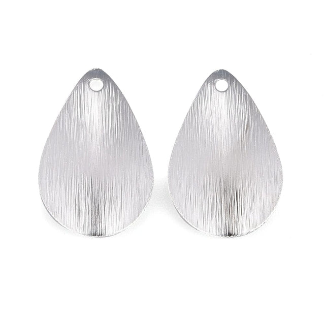 Dråbeformet Vedhæng - 925 Sterling Sølvbelagt Messing (20mm, 6 stk.) - Uniq Perler - 115681