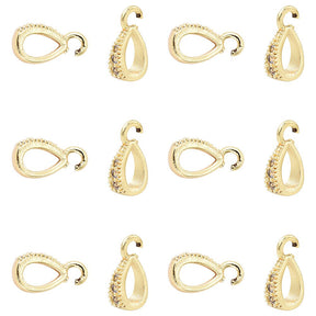 Dråbeformet Vedhæng – Klare Zirkonia Sten, 18K Forgyldt Messing (11x6x3mm) 10 stk. - Uniq Perler - 