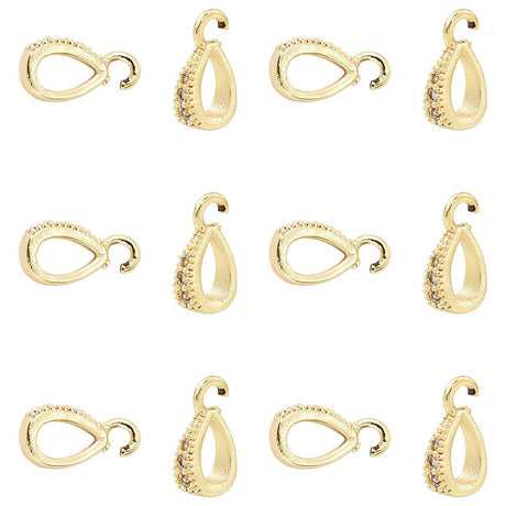 Tropfenförmige Anhänger – Klare Zirkonia Steine, 18K Vergoldet Messing (11x6x3mm) 10 Stk. - Uniq Perler - 