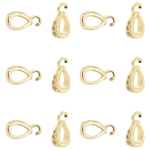 Teardrop Pendant – Clear Zirconia Stones, 18K Gold-plated Brass (11x6x3mm) 10 pcs. - Uniq Perler - 