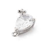 Dråbeformet Vedhæng Med Klar Zirkonia Sten – Platin Farvet (10x15mm) - Uniq Perler - 114758