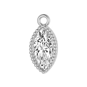 Teardrop Pendant With Clear Zirconia Stones size 13x7 mm - Uniq Perler - 111559