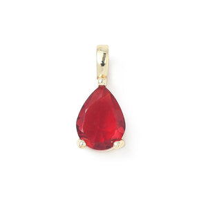 Teardrop Pendant With Red Zirconia Stone – Gold-plated (14x6mm) - Uniq Perler - 115281