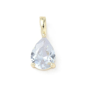 Teardrop Pendant With Delicate Blue Zirconia Stone – Gold-plated (14x6mm) - Uniq Perler - 115282