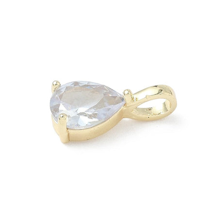 Dråbeformet Vedhæng Med Sart Blå Zirkonia Sten – Forgyldt (14x6mm) - Uniq Perler - 115282