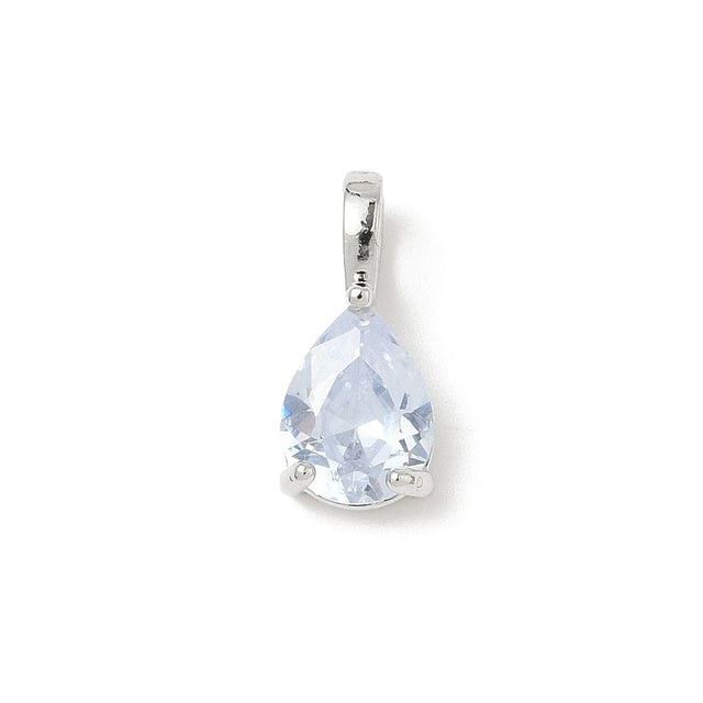 Dråbeformet Vedhæng Med Sart Blå Zirkonia Sten – Platin Farvet (14x6mm) - Uniq Perler - 115283