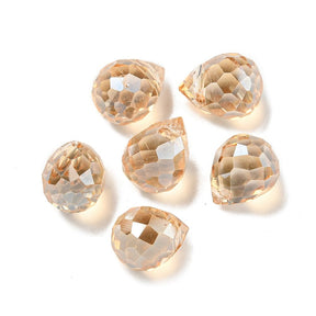 Tropfen, Gold/Klar, facettiert, 9,5x8 mm, 4 Stk. - Uniq Perler - 112727