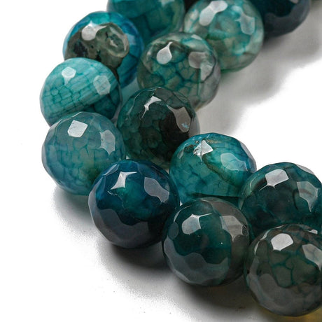 Dragon Vein Agat – Blå/Grøn, Facetteret (12mm) - Uniq Perler - 112849
